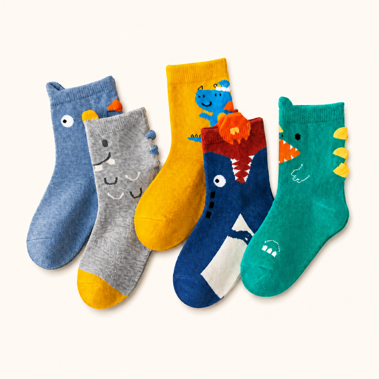 Ollaby Little Dino Crew Socks 5-Pack