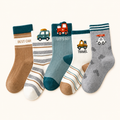 Ollaby Kids Vehicle Crew Socks – Soft Combed Cotton, 5 Pack