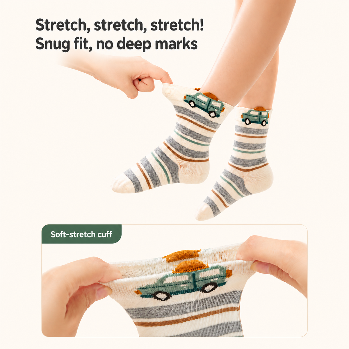Ollaby Kids Vehicle Crew Socks – Soft Combed Cotton, 5 Pack